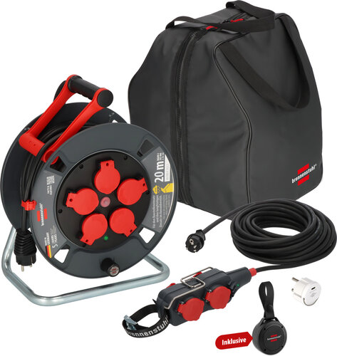 Professional Kabeltrommel 300 KU 2120, Professional Powerblock mit Verlängerungsleitung PB 0100, USB C Steckdosenadapter 2,4A, Transporttasche, Bluetooth Lautsprecher